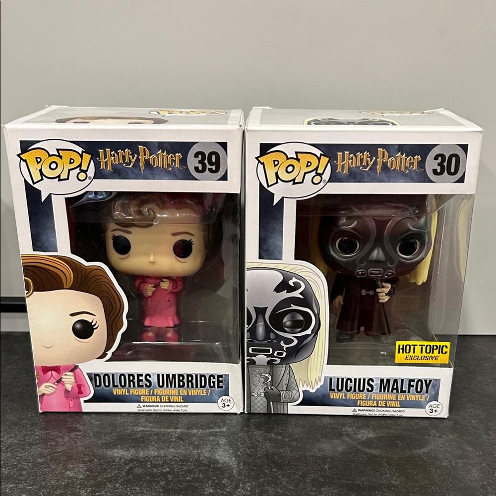 Funko Pop! Dolores Umbridge and Lucius Malfoy Figures - in box